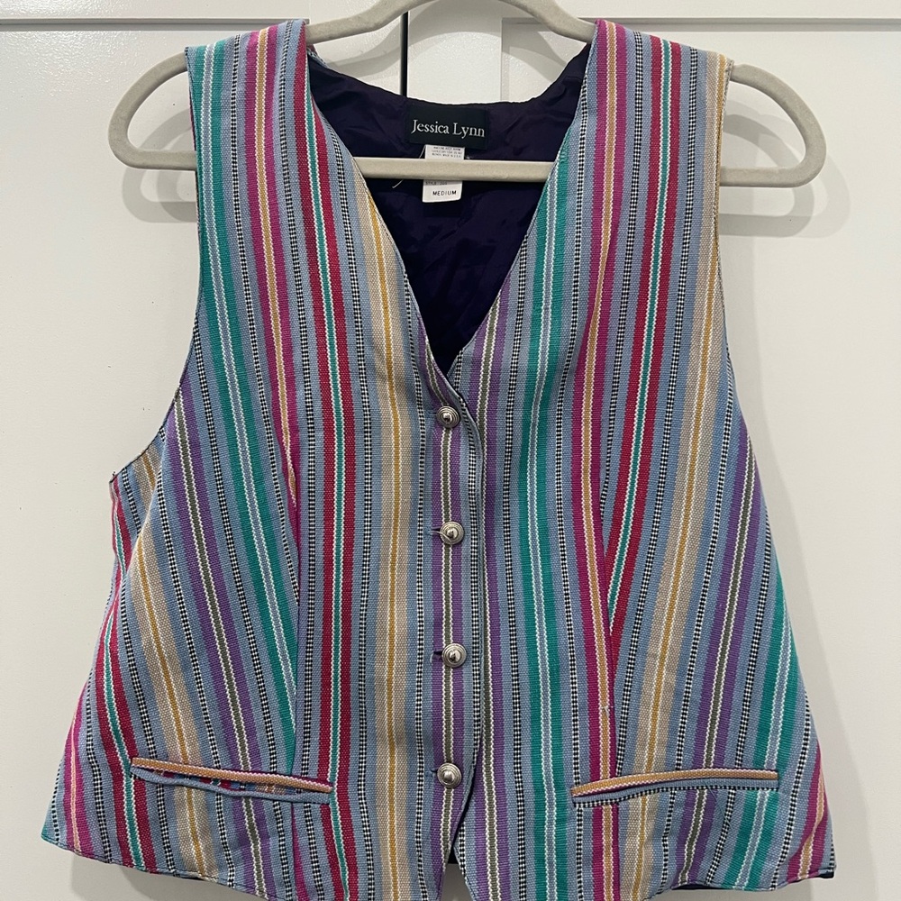 Jessica Lynn vintage Striped Vest size medium